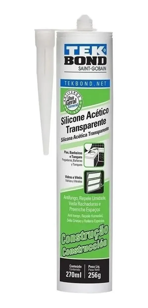 silicona acética transparente tekbond 270ml silicona acética transparente tekbond 270ml
